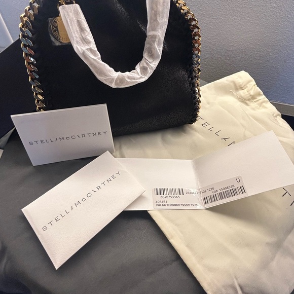Stella McCartney Black Bag with Gold Chain Falabella Tiny Tote Bag New - Picture 7 of 7